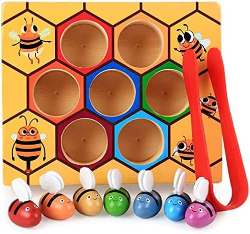 Toddler Fine Motor Skill Toy - Clamp Bee to Hive Matching Game - Montessori Wooden Color Sorting ... | Amazon (CA)