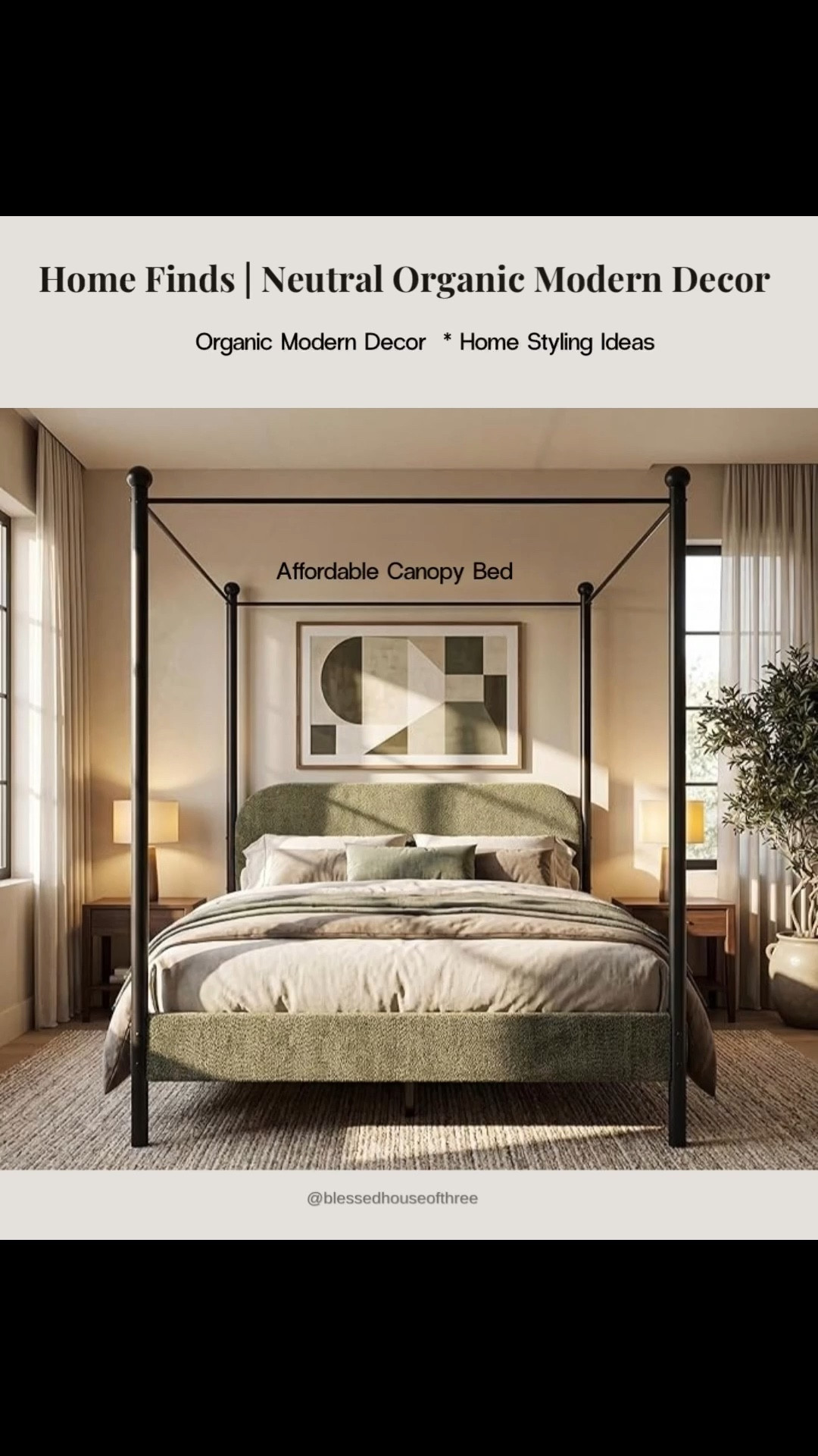 Neutral organic modern bedroom ideas with an affordable canopy bed, reeded nightstand, and look for less lighting to create a high-end designer feel without the high price. I love mixing warm wood tones, soft neutrals, and black accents to create a cozy but elevated space that feels both timeless and modern. These home finds are perfect if you’re updating your bedroom or just want simple styling ideas that make your space feel more pulled together. Follow me on LTK for daily home decor, Amazon finds, and organic modern styling inspiration.

#LTKSaleAlert #LTKHome