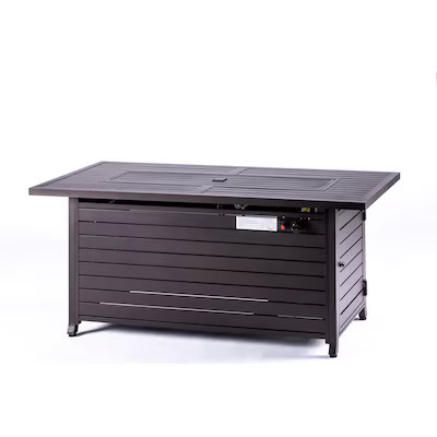 Legacy Heating 57-in W Mocha Portable Aluminum Rectangle Liquid propane Fire pit table | Lowe's