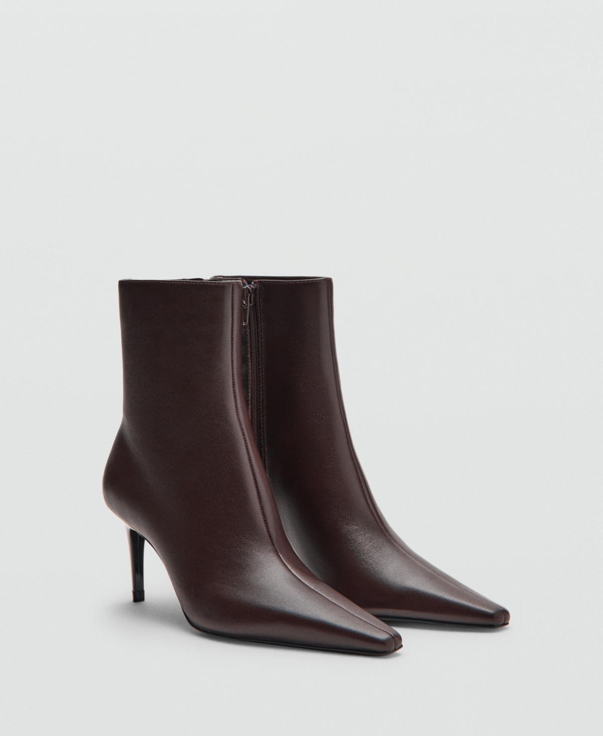 Mango Women's Leather Pointed Ankle Boots - Chocolate | Macy's