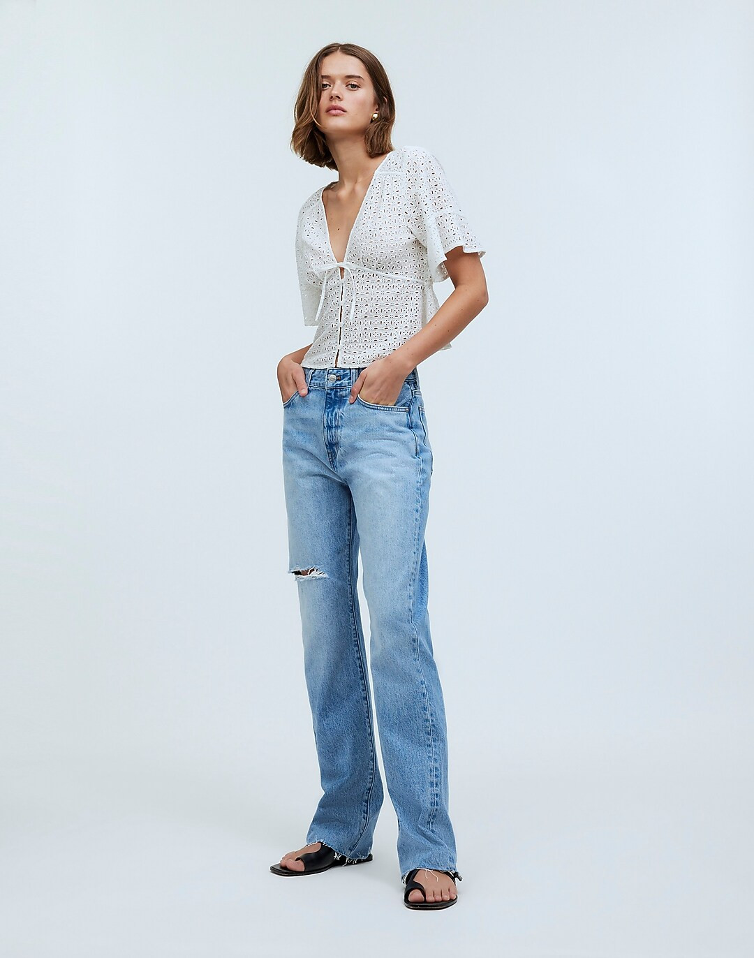 Tie-Front Top in Eyelet | Madewell