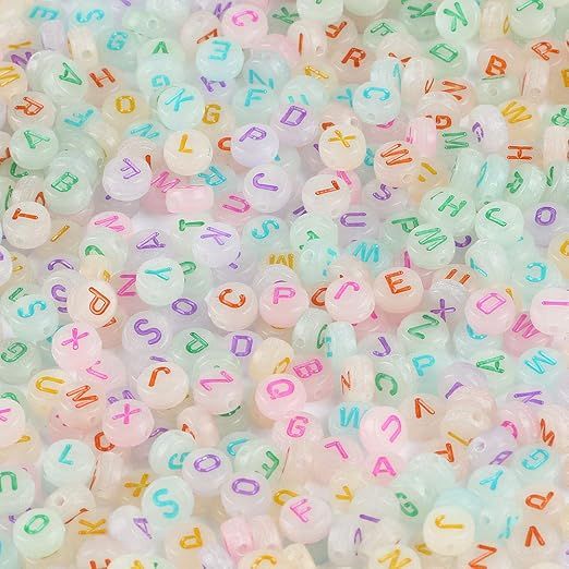 Song Xi 1200pcs Round Acrylic Alphabet Beads Colorful Letter Beads 4x7mm UV Beads for Bracelets a... | Amazon (US)
