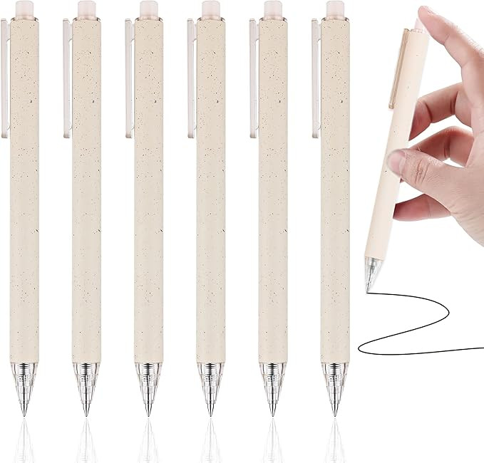 RIANCY 6PCS Aesthetic Pens Beige Pens Pens Cute Pen Gel Pens Black Gel Ink pens 0.5mm Fine Black ... | Amazon (US)