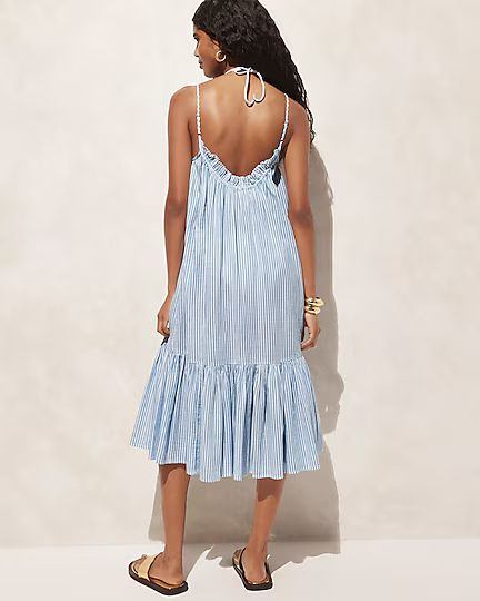 Tie-shoulder beach dress in striped airy gauze | J.Crew US