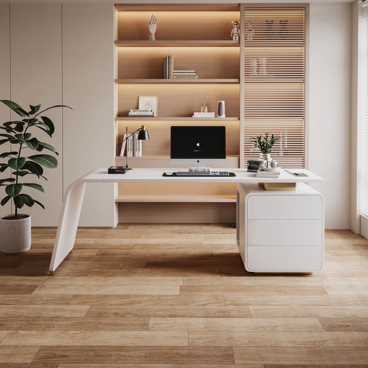 63" Modern Executive Desk with Storage & Cable Management - Luxury Home Office Computer Desk, Spa... | Wayfair North America