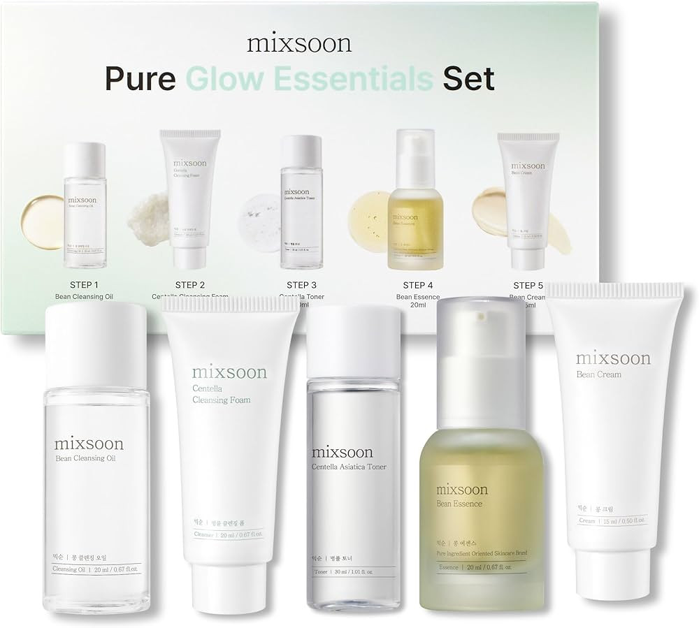 mixsoon Pure Glow Essentials Set - 5-Step Skincare Kit - Travel kit, Travel size kit, Hydrating S... | Amazon (US)
