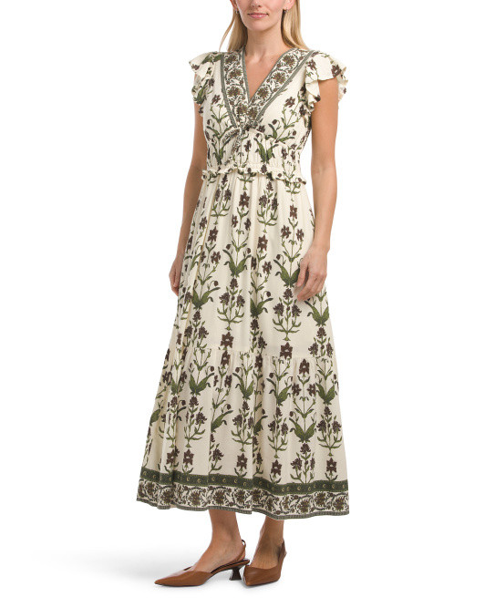 Flutter Sleeve V-neck Floral Maxi Dress | Casual Dresses  | Marshalls | Marshalls