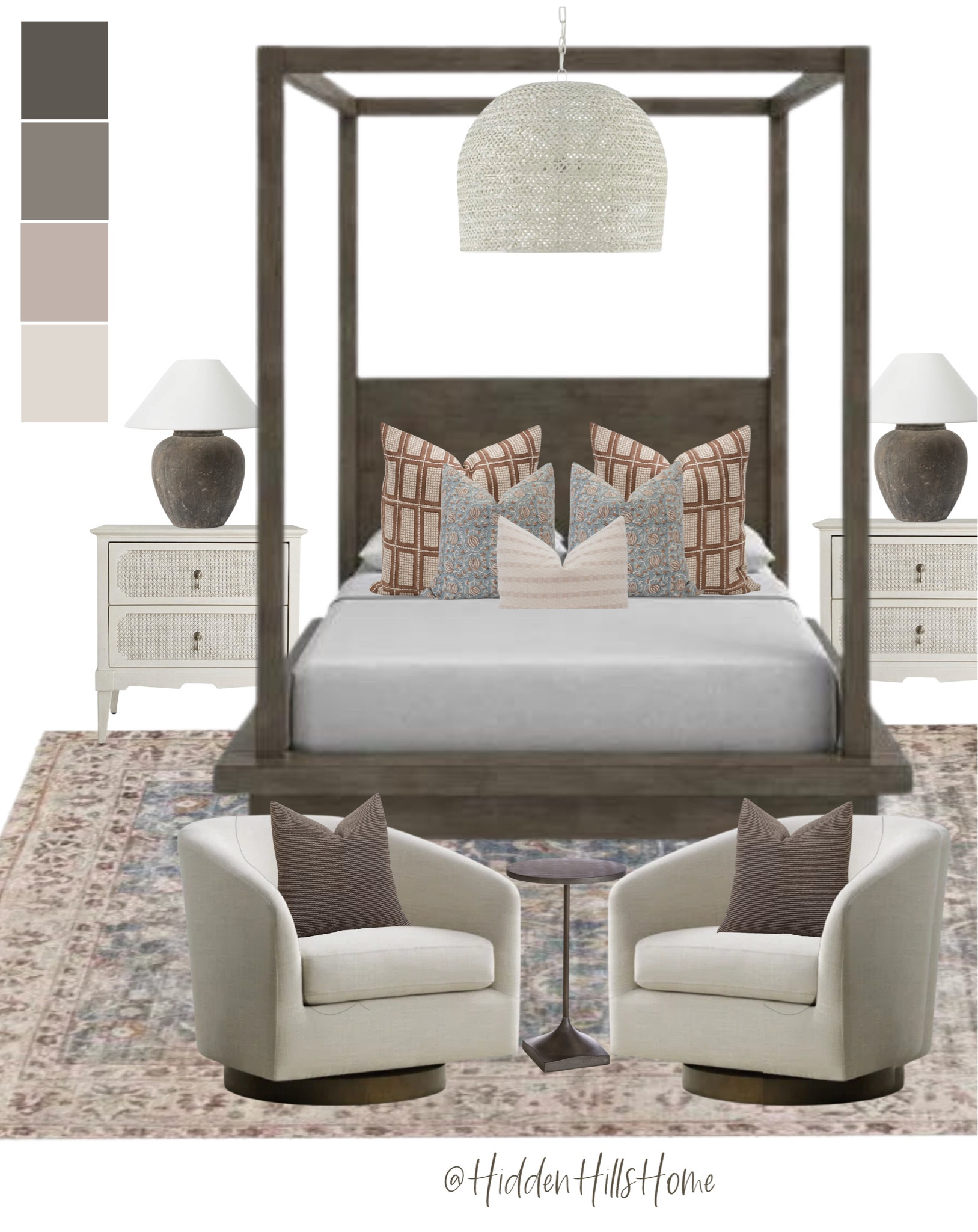 Bedroom decor, bedroom mood board, primary bedroom, bedroom design, canopy bed, nightstands #bedroom #homedecor

#LTKsalealert #LTKhome
