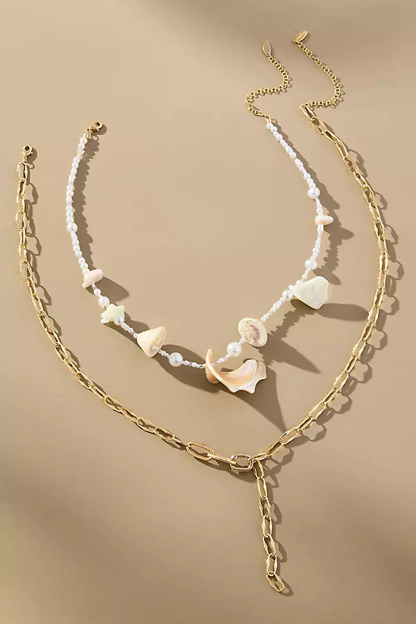 Mixed Pearl Layered Charm Necklace | Anthropologie (US)
