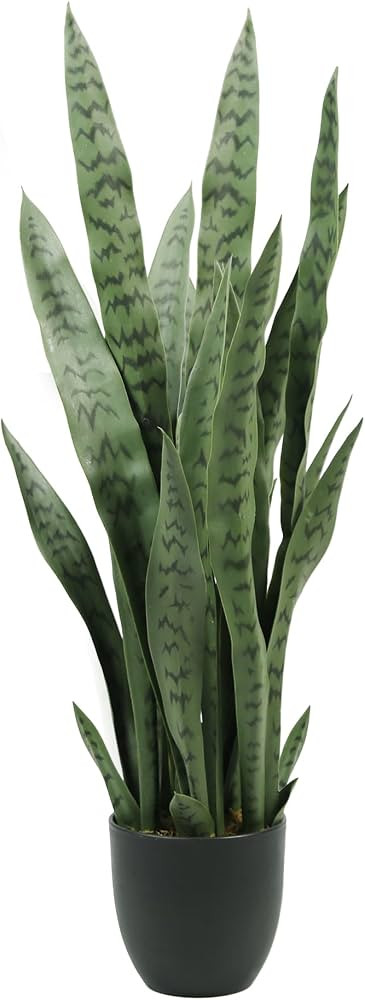 Solution4Patio 3ft Artificial Sansevieria Trifasciata Prain, Tropical Faux Snake Plant, Fake Moth... | Amazon (US)
