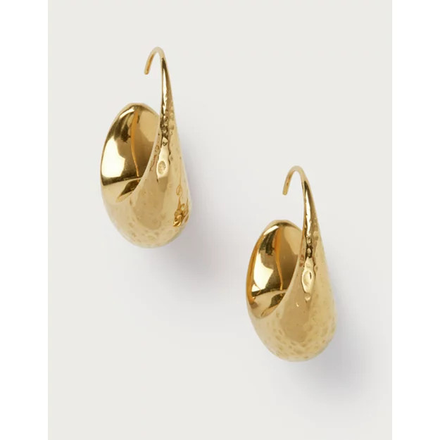 Césart Gold Plated Hammered Moon Hoop Earrings | Jewellery & Hair A... | The White Company UK & ROW
