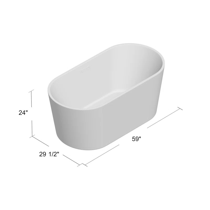 59" x 30" Freestanding Soaking Acrylic Bathtub | Wayfair North America
