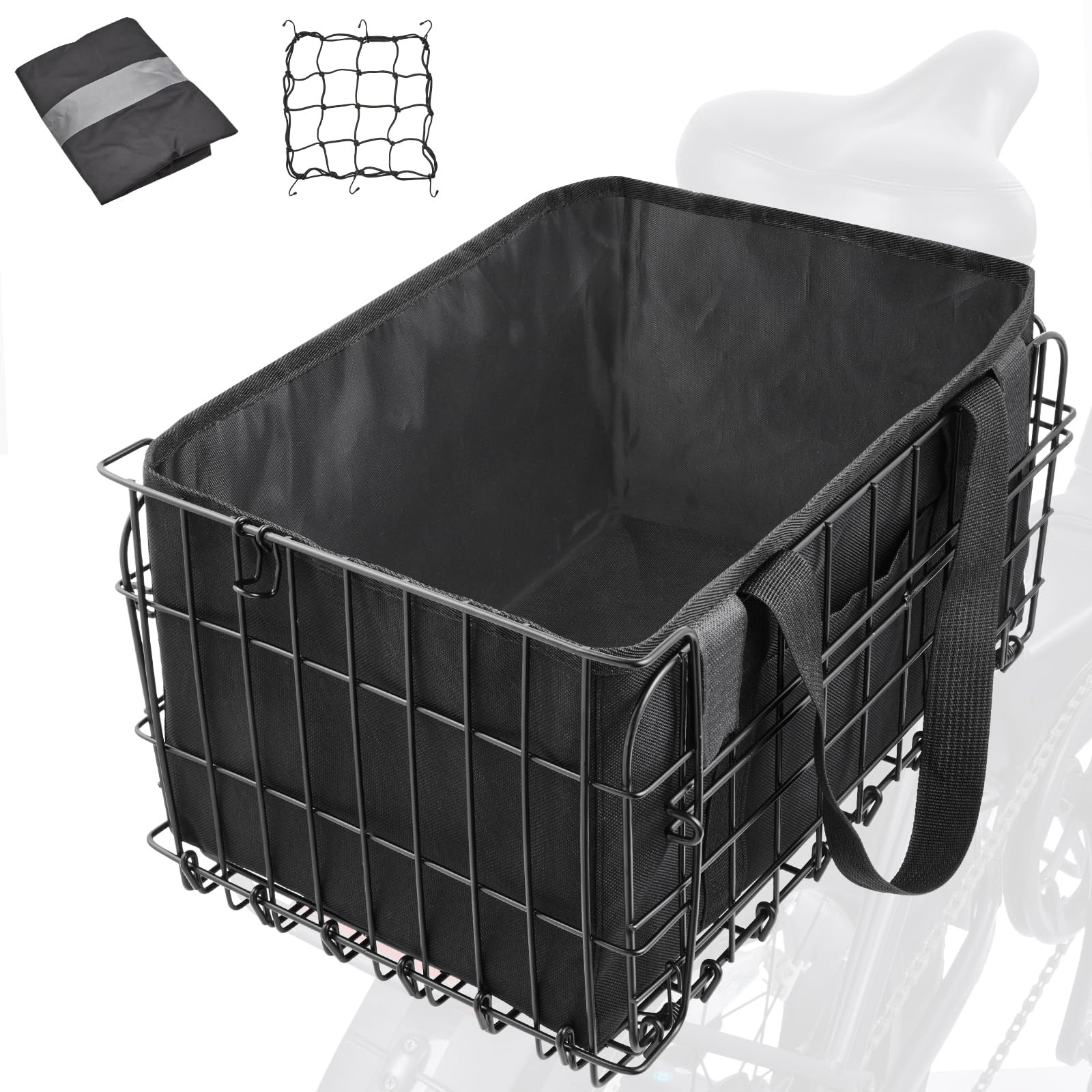 Zacro Bike Basket Rear, Folding Metal Bicycle Basket, Large Quick Release Design Rear Bike Basket... | Amazon (US)