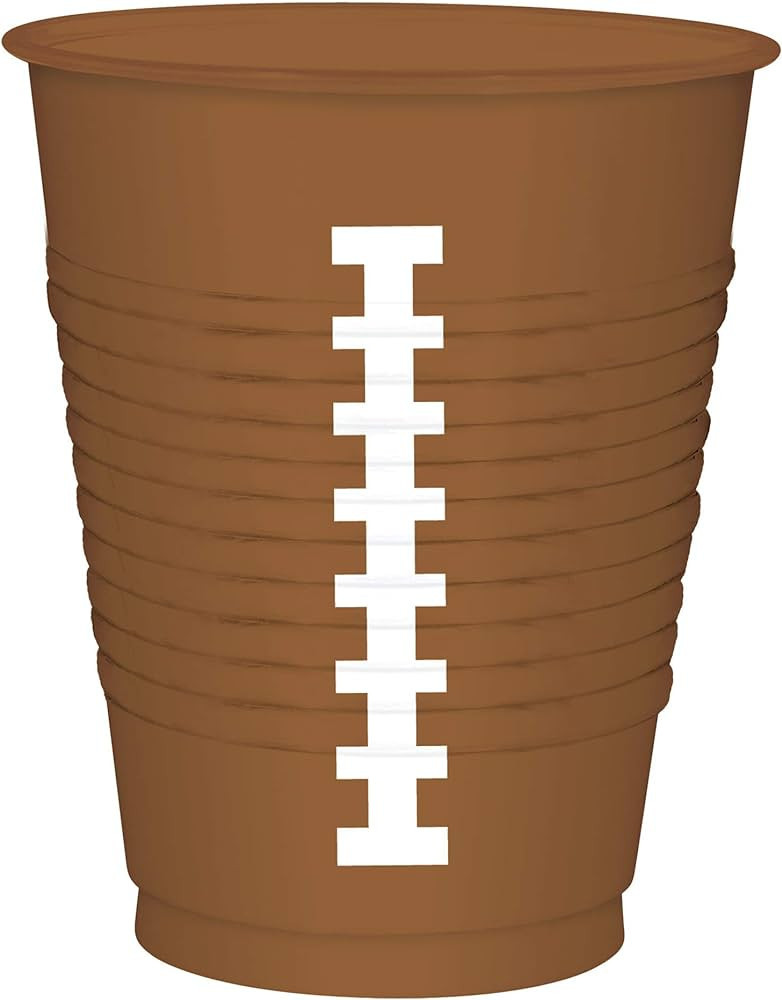 Football-Themed Brown Plastic Cups - 16 oz. (Pack of 25) - Sturdy & Durable Drinkware, Perfect fo... | Amazon (US)