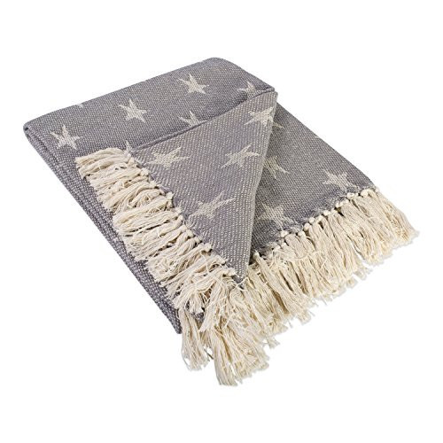 DII 4TH of July Patriotic Throw Blanket with Decorative Tassles, Use for Chair, Couch, Bed, Picnic, Camping, Beach, & Just Staying Cozy at Home (50 x 60), Star Gray | Amazon (US)