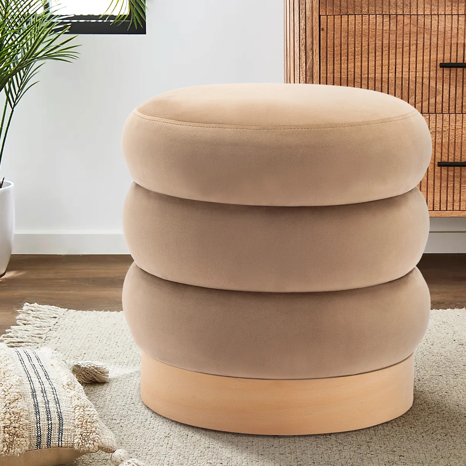 Carra 18'' Wide Round Upholstered Pouf Ottoman | Wayfair North America