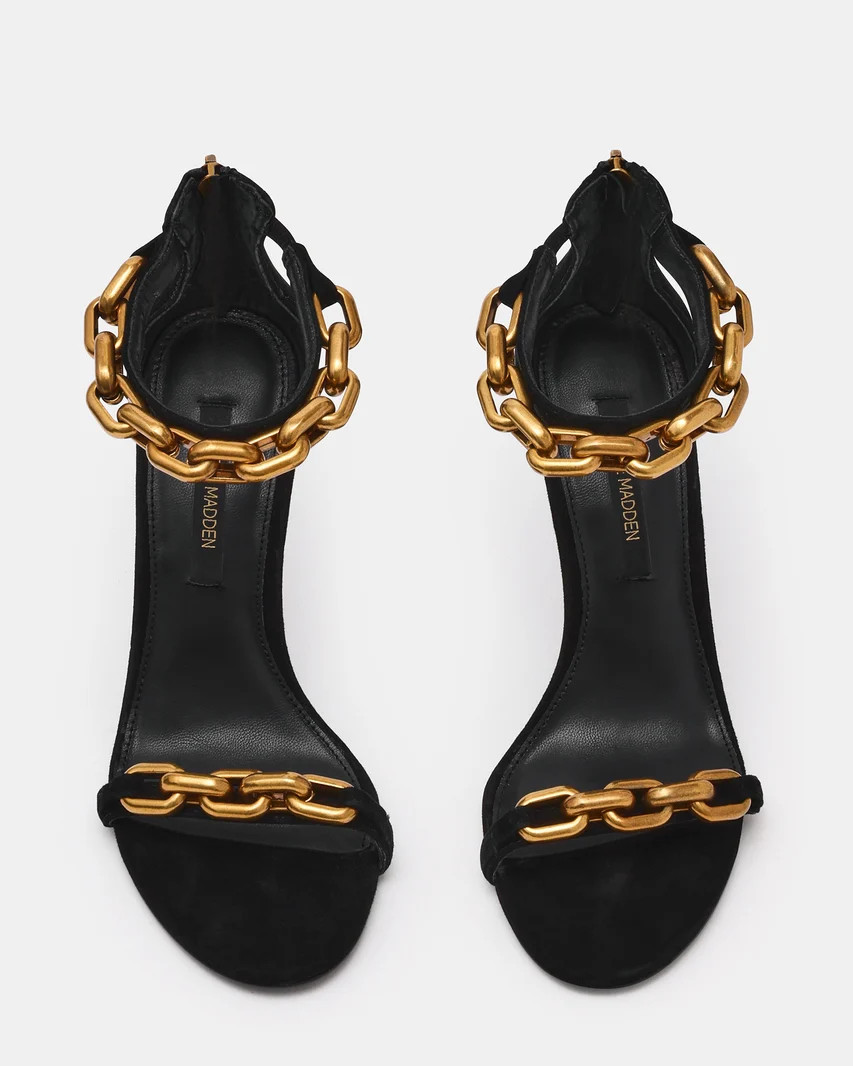 FAY Black Suede Gold Detail Women's Heel | Steve Madden (US)