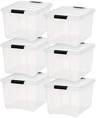 IRIS USA TB-36 Stack & Pull Box, Multi-Purpose Storage Bin, 40 Quart, Clear, 6 Pack | Amazon (US)