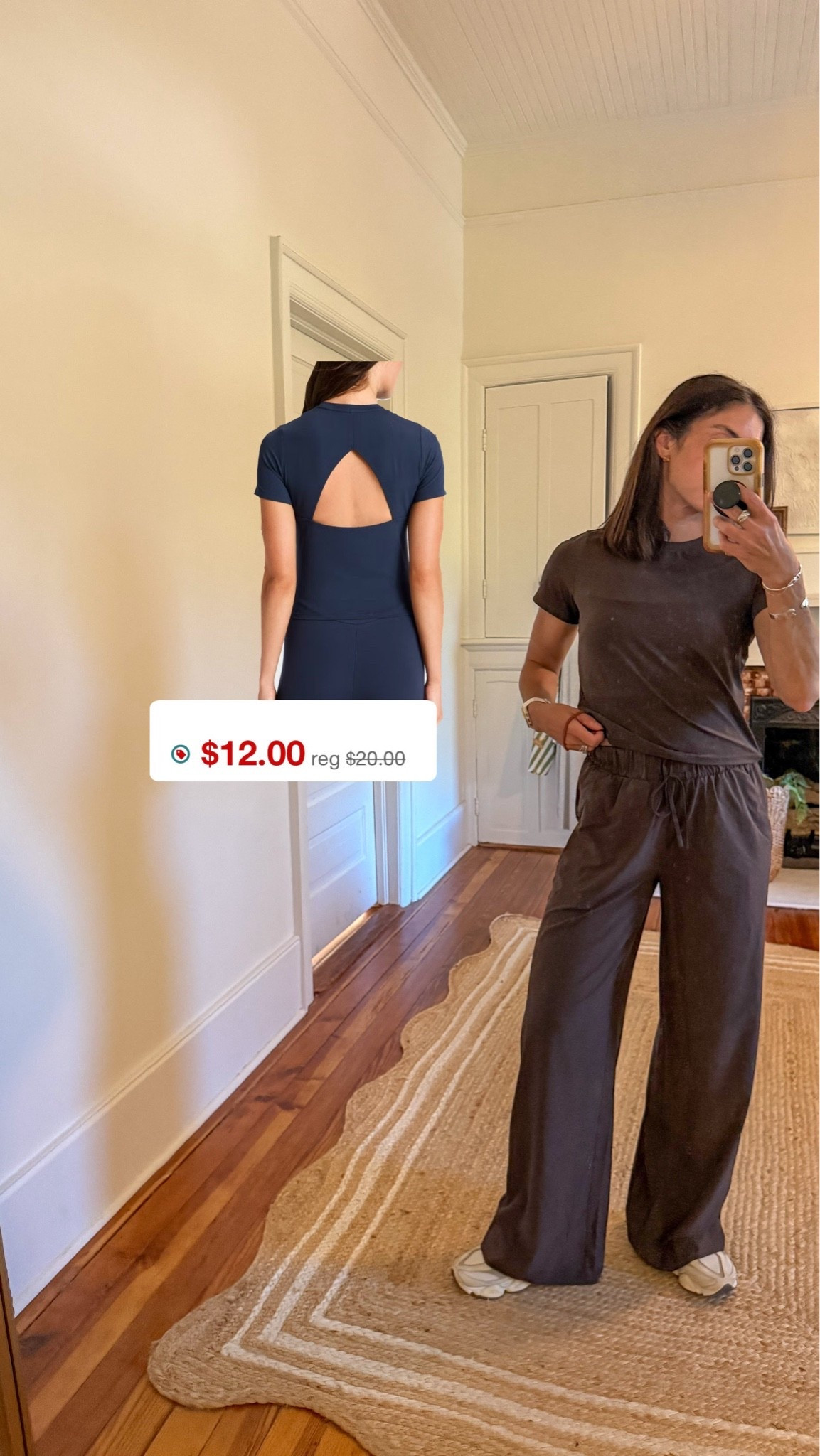 $18 pants in x small
Top medium 
Target