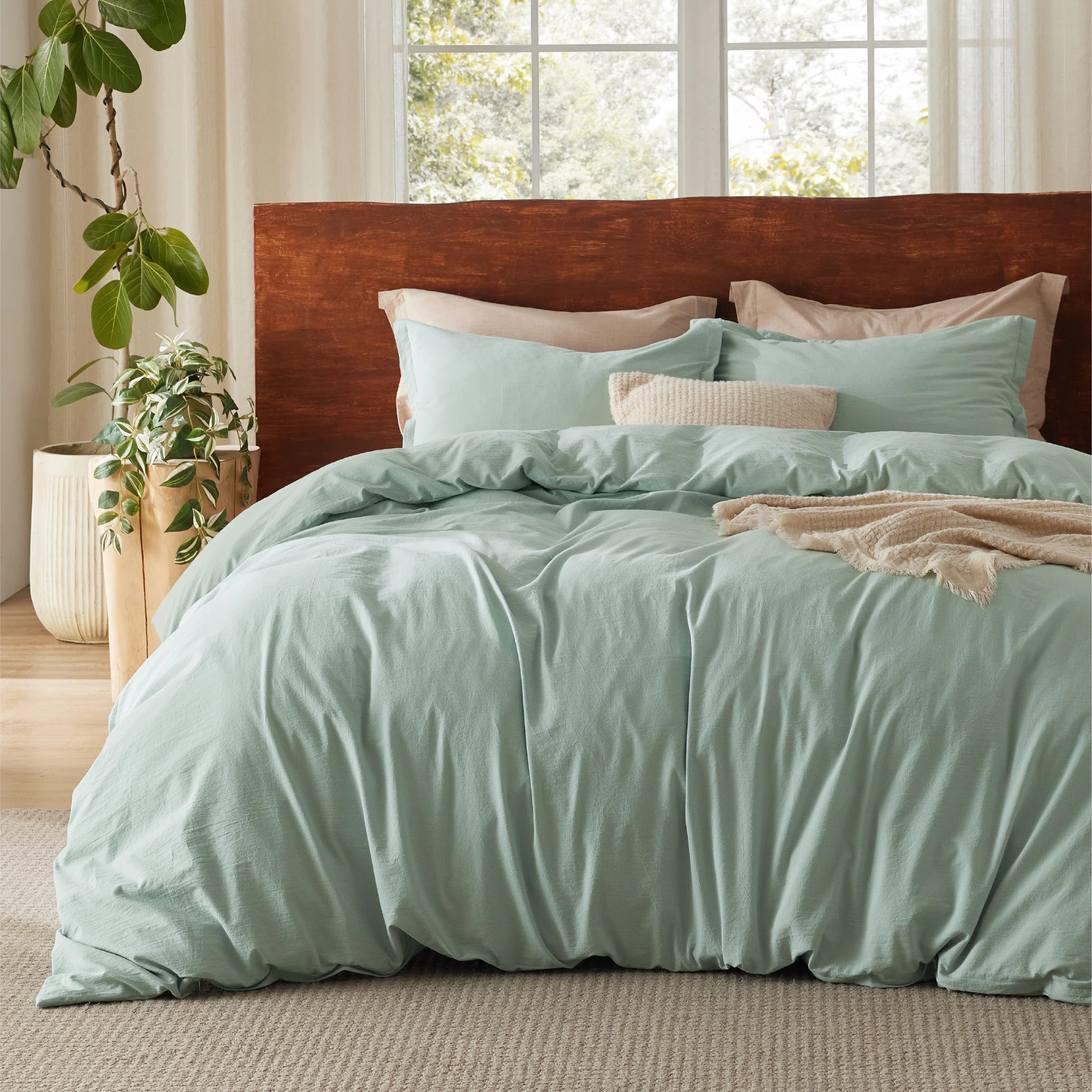 Essential Bedsure 100% Washed Cotton Duvet Cover With Pillow Sham for All Seasons | Wayfair North America