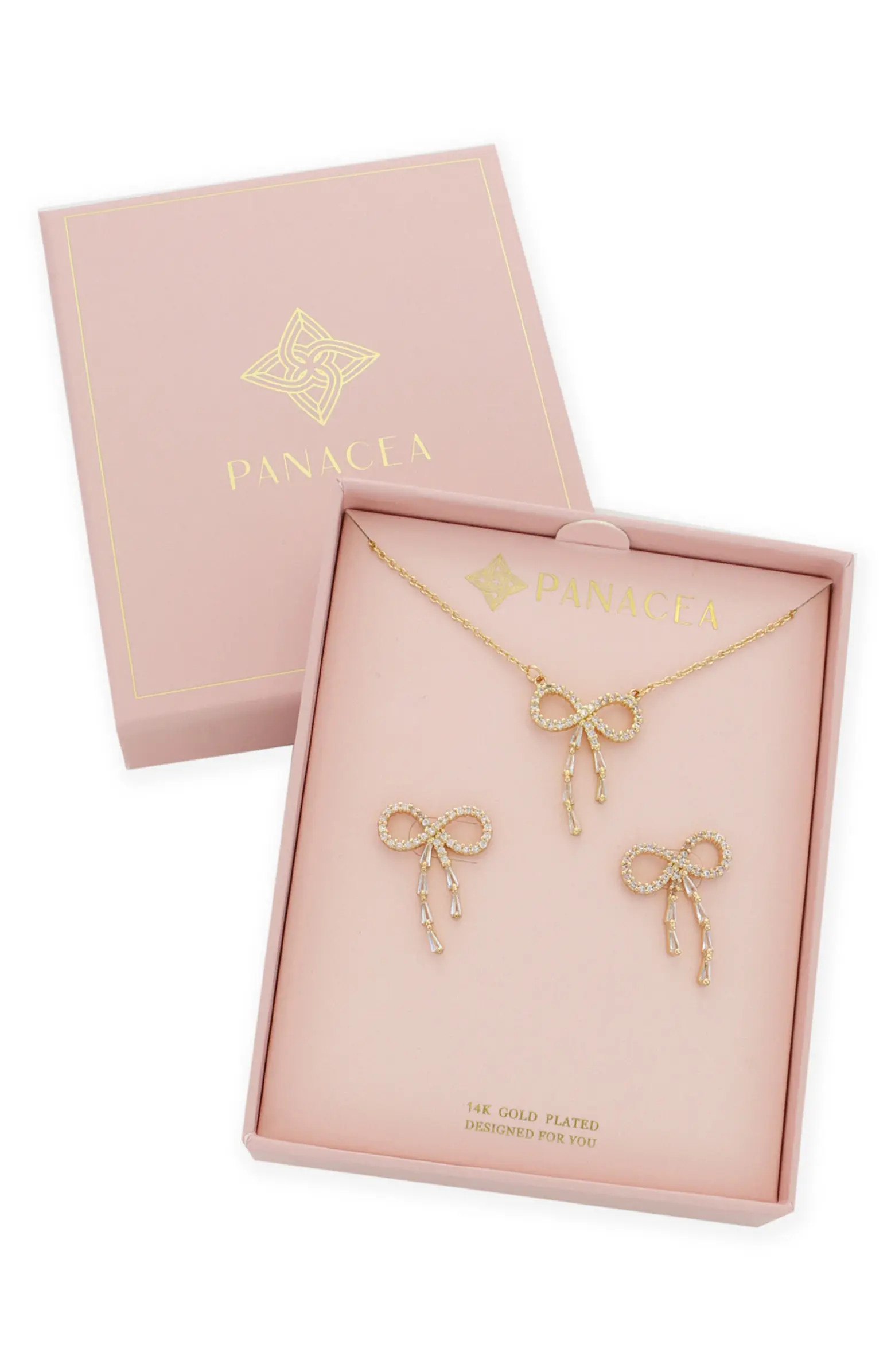 Panacea Crystal Bow Pendant Necklace & Earrings Set | Nordstromrack | Nordstrom Rack