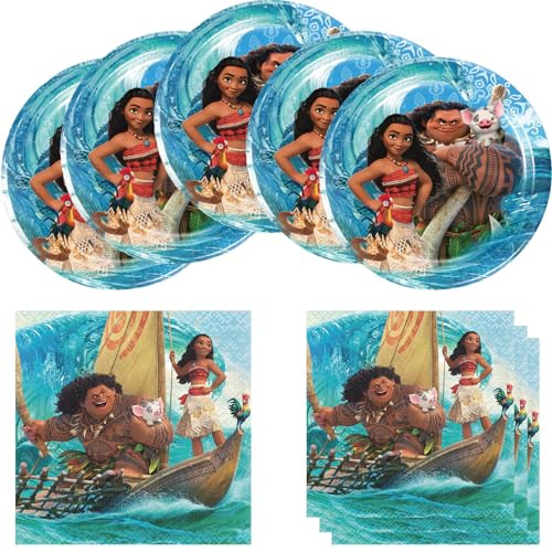 Birthday Party Supplies for Moana, Include 20 Plates and 20 Napkins, for Moana Theme Birthday Party Decorations | Amazon (US)