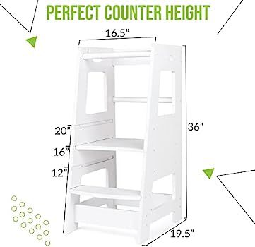 KidzWerks Child Standing Tower, Wood Step Stools for Kids, Toddler Step Stool for Kitchen Counter... | Amazon (US)