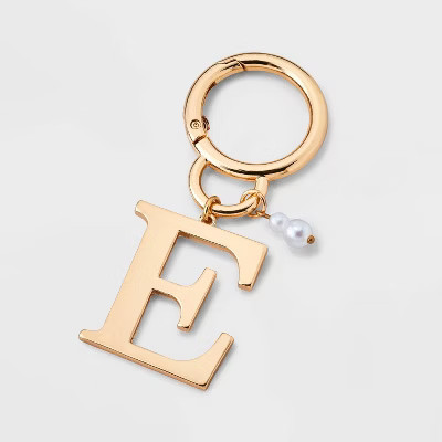 Initial "E" and Simulated Pearl Bag Charm - A New Day™ Gold | Target