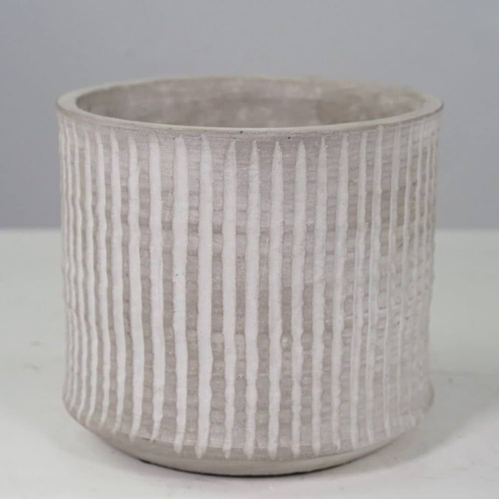 White-Washed Look Ribbed Planter Multi Color Cement | Amazon (US)