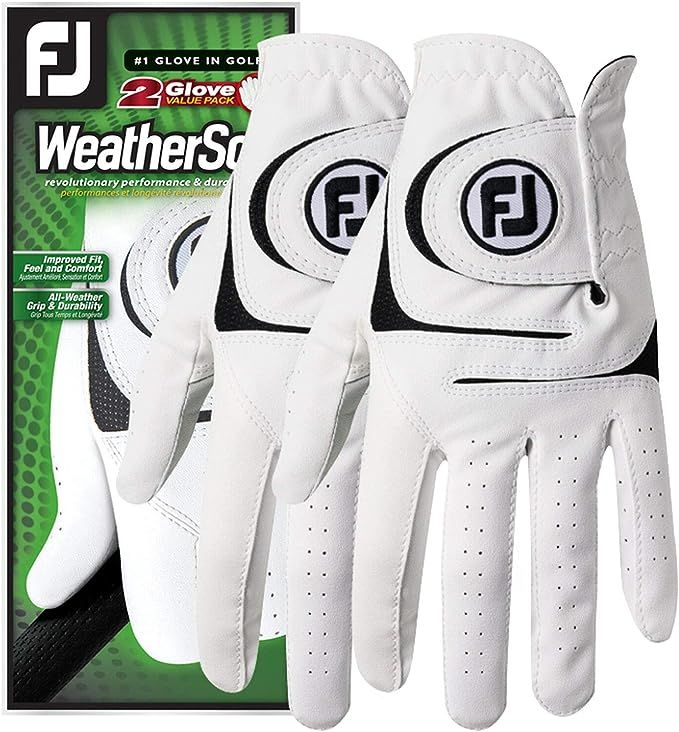 FootJoy Men's WeatherSof Golf Gloves, Pack of 2 (White) | Amazon (US)