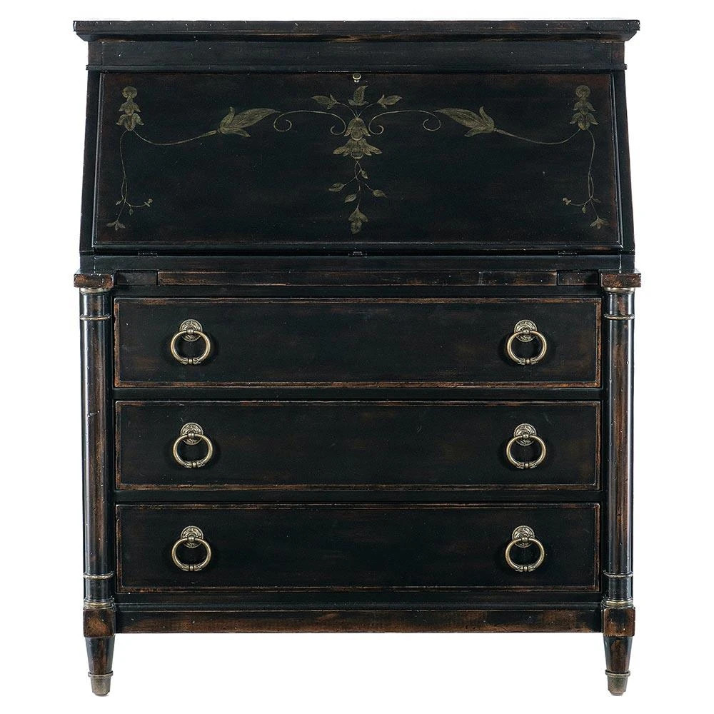 Barry Updated Traditional Black Cherry Wood Secretary Desk | Kathy Kuo Home