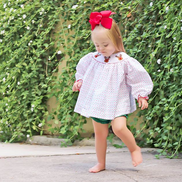 Reindeer Cheer Smocked Bloomer Set | Classic Whimsy