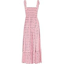Amazon.com: kinstell Women's Summer Boho Spaghetti Strap Square Neck Ruffle Casual Flowy Long Dress Beach Swing Party Maxi Dress | Amazon (US)