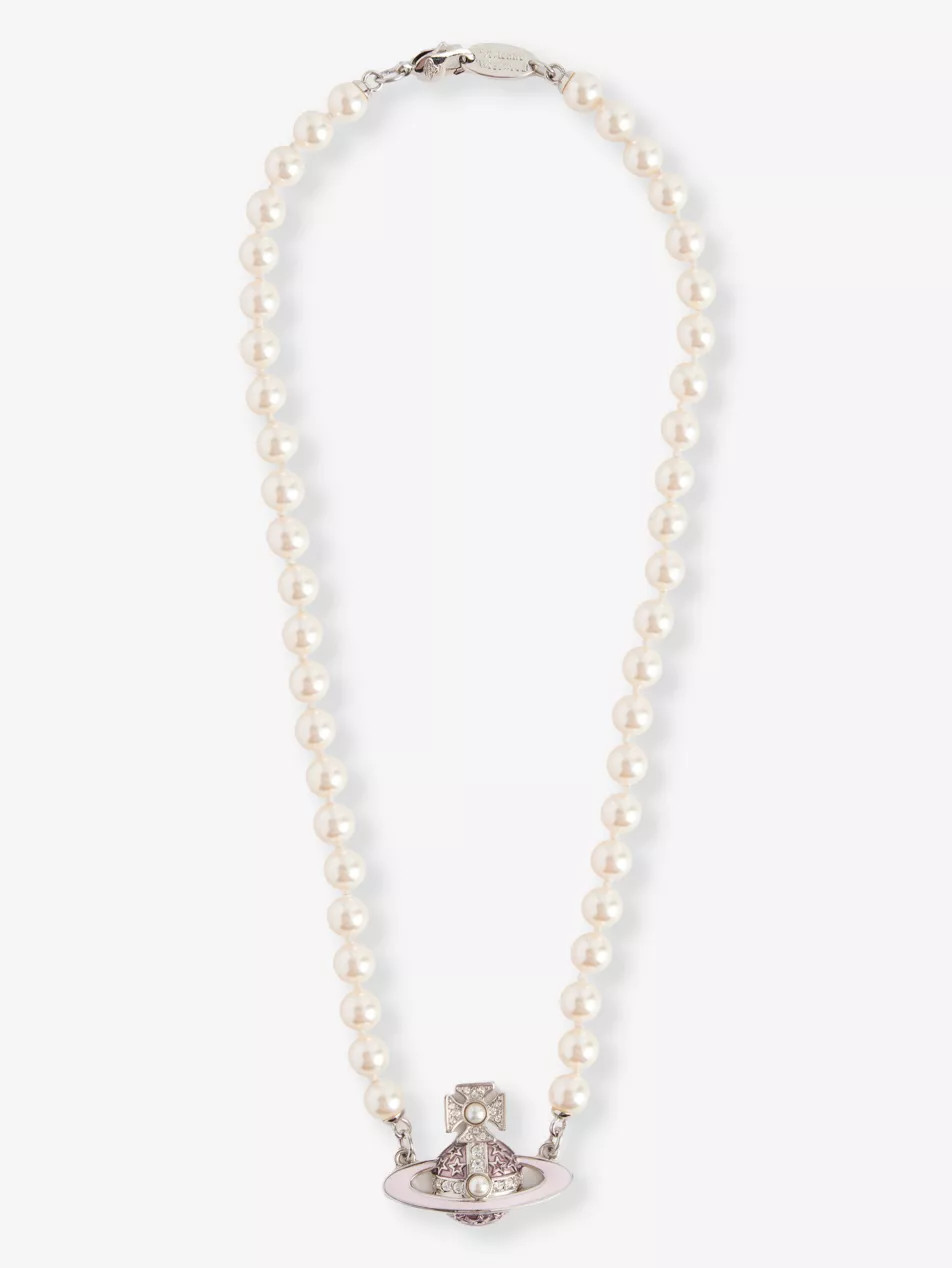 Roxanne brass and faux-pearl pendant necklace | Selfridges
