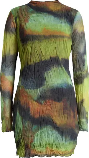 Tie Dye Long Sleeve Mesh Minidress | Nordstrom