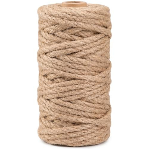 PerkDecor Jute Rope 6MM x 80FT Heavy Duty and Thick Twine Rope for Crafts Projects Gardening Bundling Cat Scratcher Scratching Post Tree Gift Wrapping Home Christmas Decoration (Brown 6mm* 80ft) | Amazon (US)