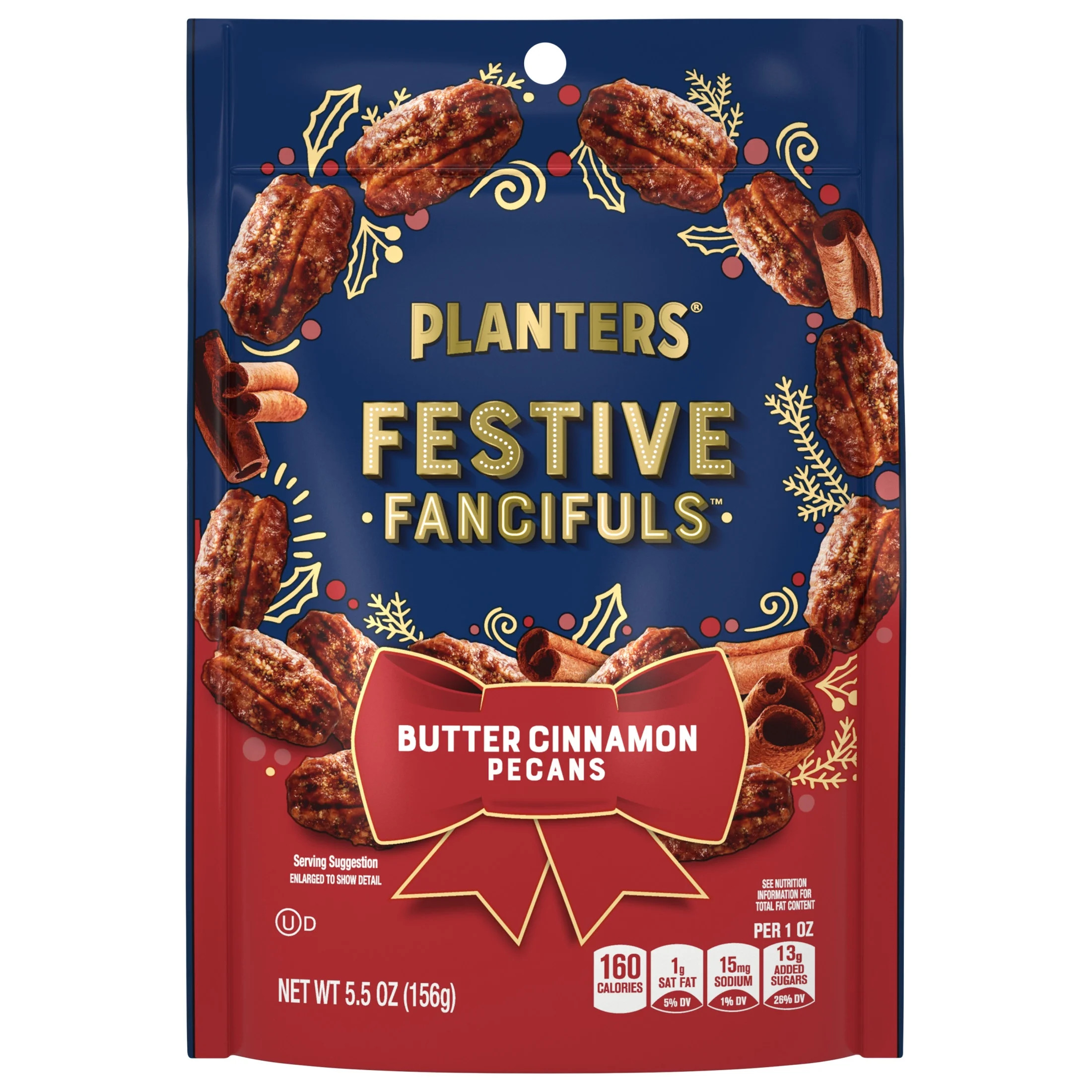 PLANTERS Butter Cinnamon Pecans, Plant-Based Protein, 5.5 oz Resealable Bag | Walmart (US)