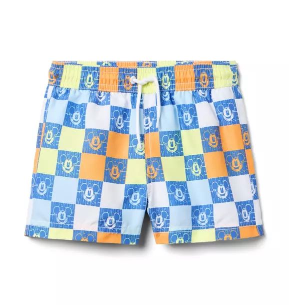Disney Mickey Mouse Recycled Check Swim Trunk | Janie and Jack