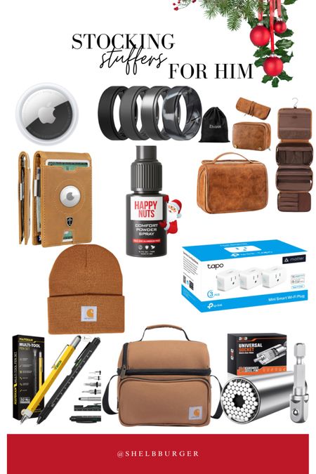 Last minute stocking stuffers for him - gift guide. All from Amazon. 

- Apple AirTag
- Apple AirTag wallet
- silicone rings 
- travel bags
- chafing spray
- smart plug ins
- carhart hat
- carhart lunchbox 
- universal socket 
- multi-tool pen

#LTKHoliday #LTKGiftGuide #LTKsalealert