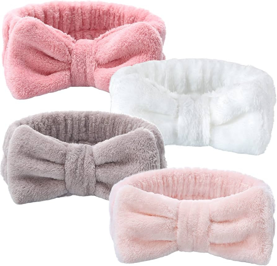 VITEVER 4 Pack Spa Headband for Washing Face, Girls Makeup Bow Tie Hair Band, Microfiber Women He... | Amazon (US)