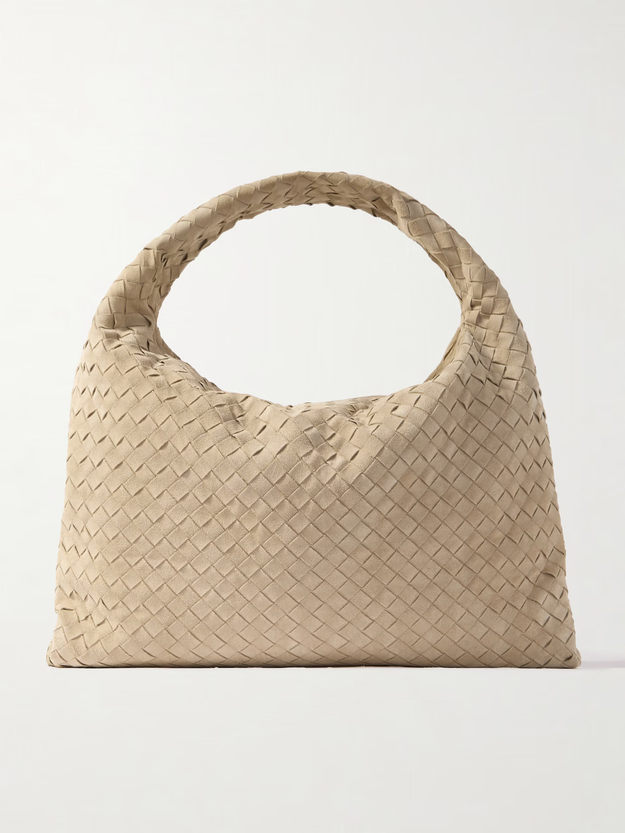 Bottega Veneta - Large Hop Intrecciato Suede Shoulder Bag - Ecru | NET-A-PORTER (UK & EU)