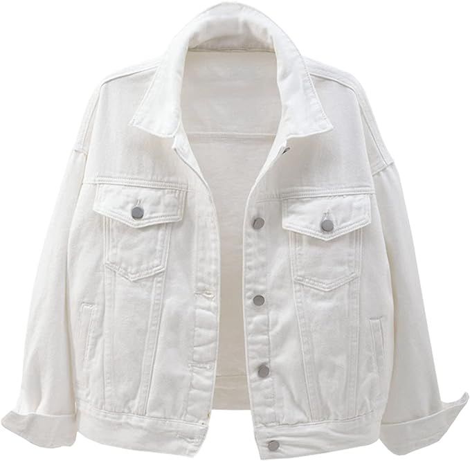 FLYCHEN Women's Denim Jean Jacket Button Down Coat Candy Color Jacket | Amazon (CA)