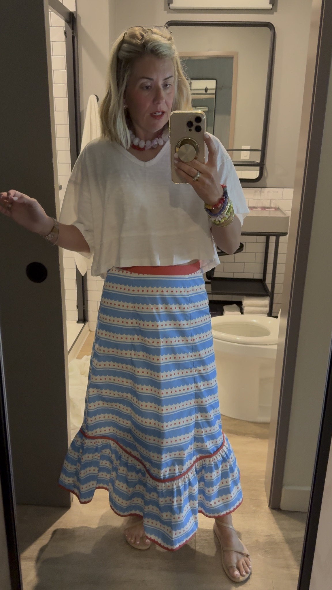 Wait, you’re headed out the door…my ootd for ya! A little mix and match magic! 

* Use code SUMMER for 30% off my bracelet and necklace from A+B ￼

#LTKdayinmylife #LTKootd #LTKTravel