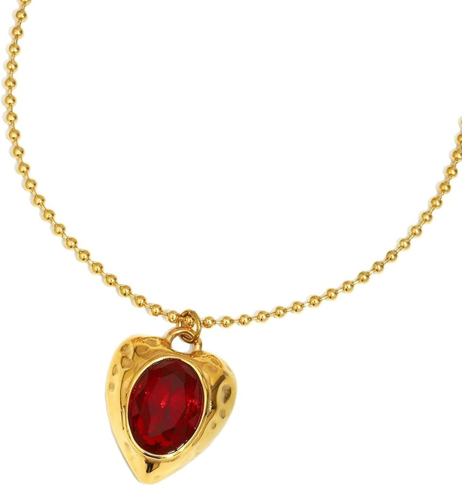 Modern Stainless Steel Heart Necklace Drip Oil Design Portable for Daily Wear Everyday Adjustable... | Amazon (US)