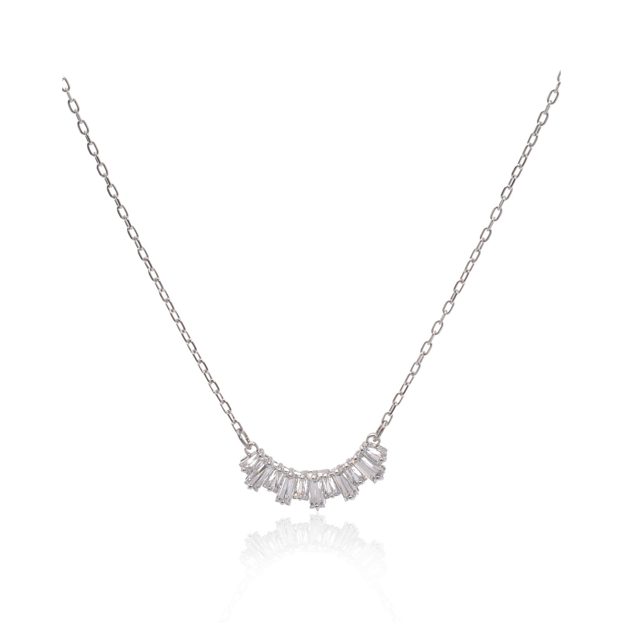 Swarovski Sunshine Rhodium Plated Czech White Crystal Necklace 5472490 | ShopWorn | Shop Worn