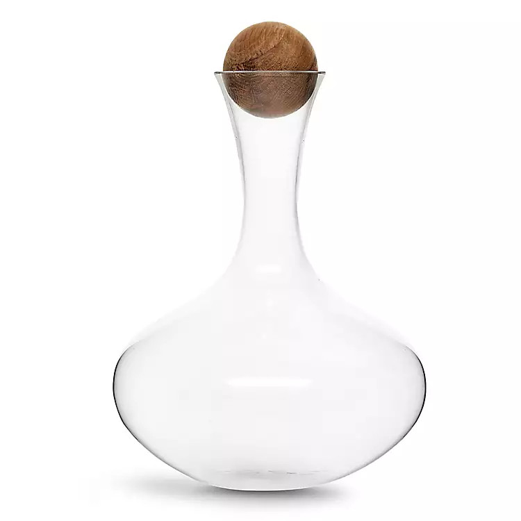 Oak Stopper Glass Wine Decanter | Kirkland's Home