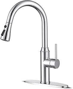 Kitchen faucets with Pull Down Sprayer, faucets for Kitchen Sinks Chrome Kitchen Faucet Stainless... | Amazon (US)
