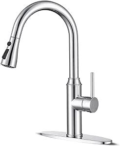 Kitchen faucets with Pull Down Sprayer, faucets for Kitchen Sinks Chrome Kitchen Faucet Stainless... | Amazon (US)