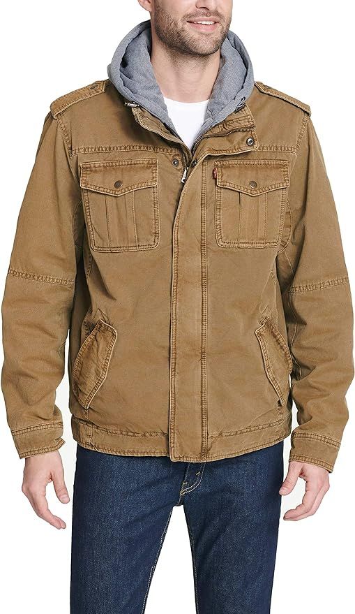Levi's Men's Washed Cotton Hooded Military Jacket (Regular and Big and Tall Sizes) | Amazon (US)