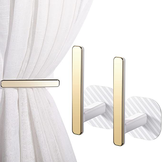 Curtain Holders Gold Curtain Holdbacks Self Adhesive Drapery Curtain Tiebacks L Shaped Curtain Ho... | Amazon (US)